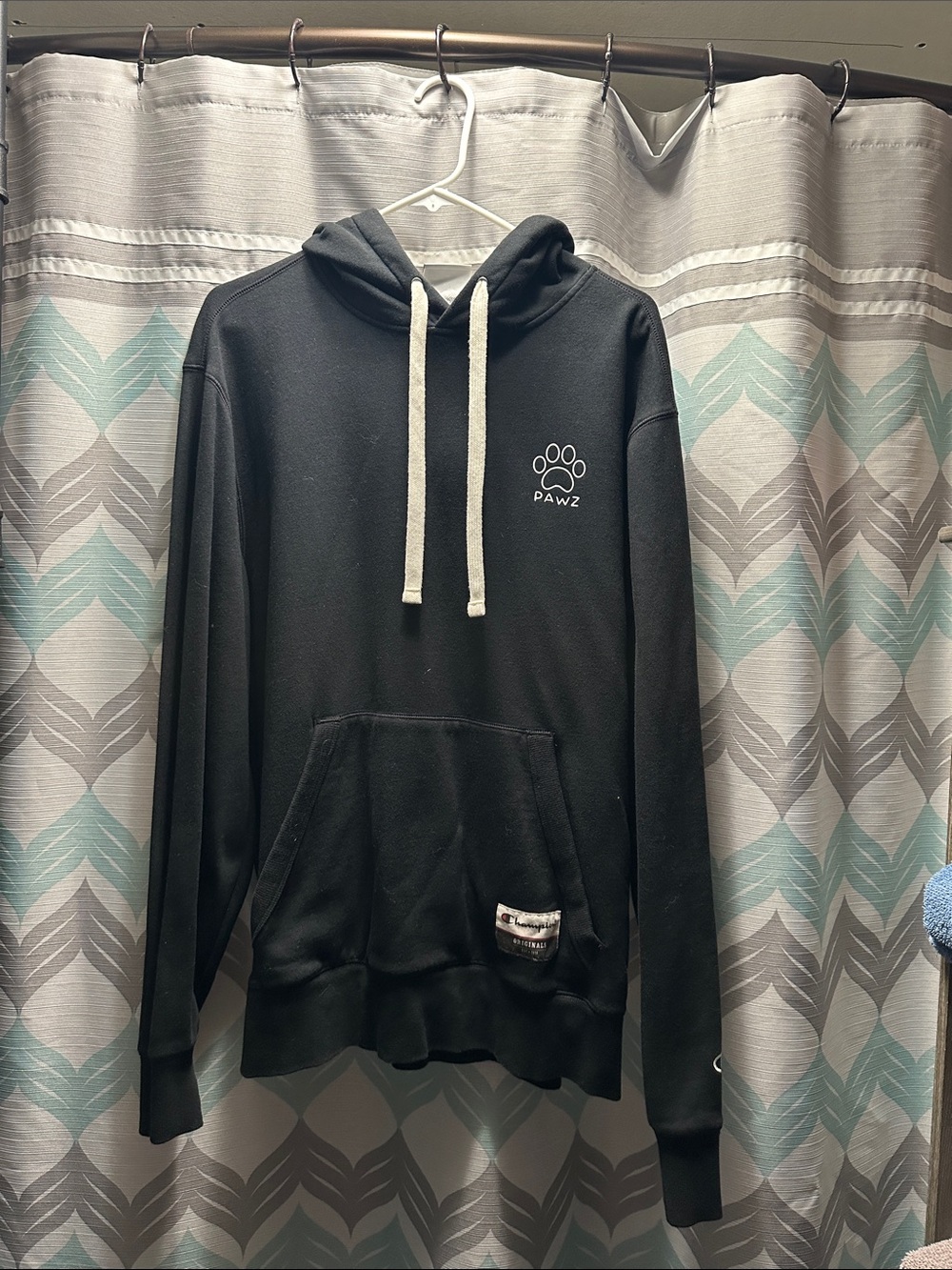 PAWZ Black Pullover Hoodie with Contrast Drawstrings champion hoodie